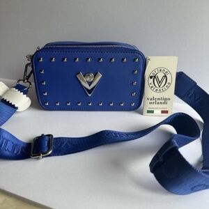 Valentino Orlandi Small Camera Crossbody Bag Electric Blue NWT